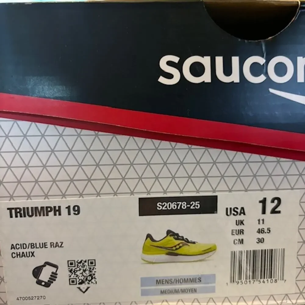 Saucony Triumph 19 S20678-25 Men's Running Shoes, Acid/Blue Raz Size 12~NEW - Picture 6 of 6
